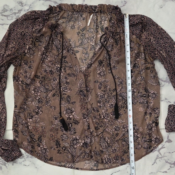 Free People Brown Sheer Floral Blouse - Picture 4 of 6